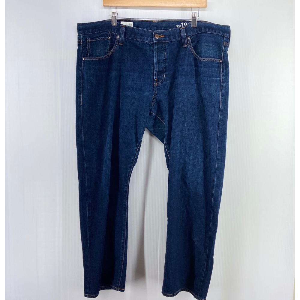 Gap Original Fit Rinsed Selvage Blue Denim Buttonfly Straight Jeans Mens 35R